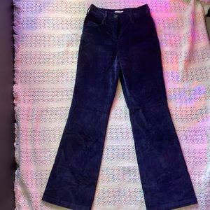 Navy blue corduroy flare pants from Aritzia